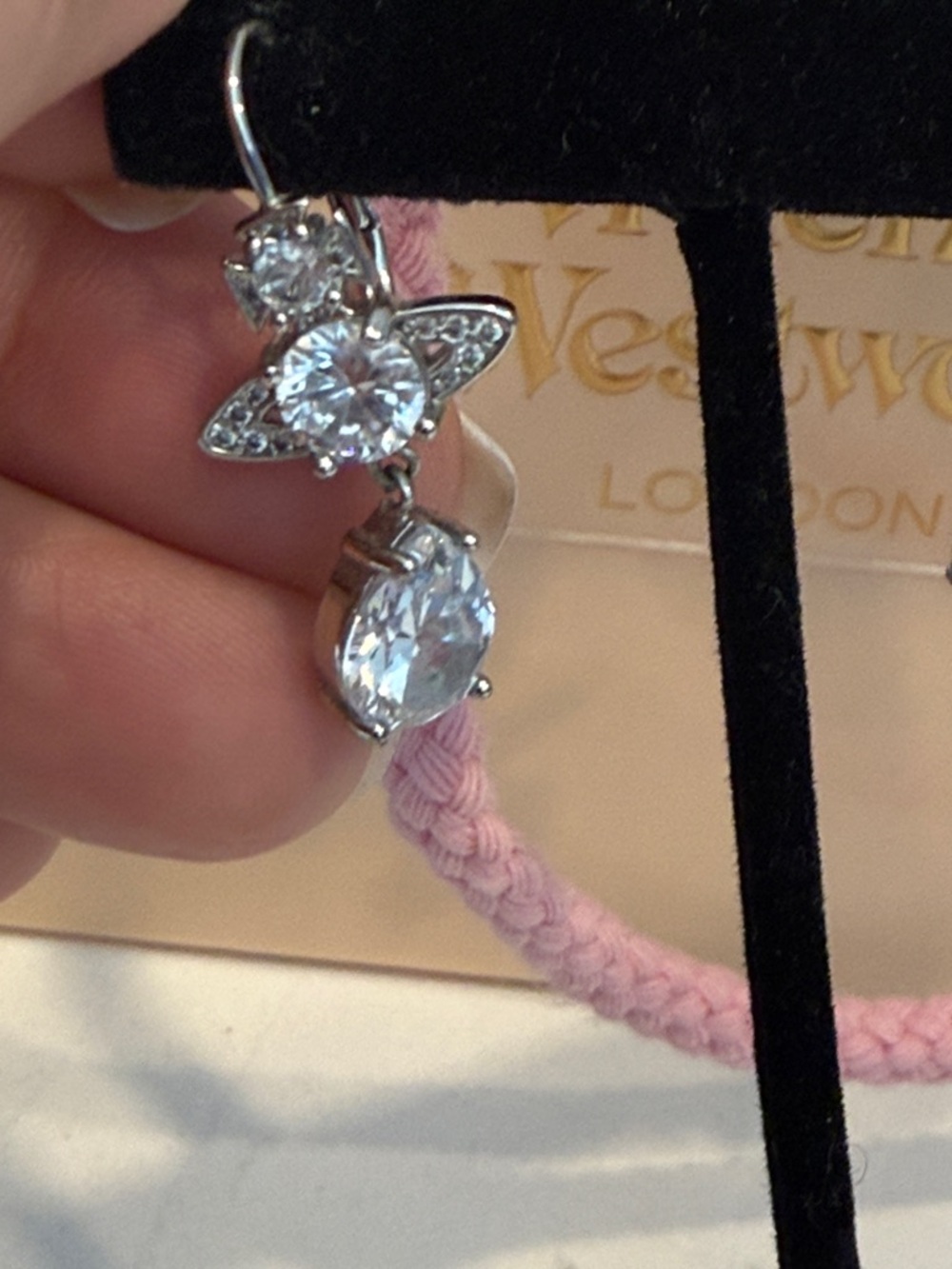 Vivienne Westwood Silver Crystal Orb Drop Earrings - Picture 3 of 7